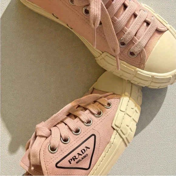 PRADA Women's Pink Canvas Sneakers - Picture 2 of 5